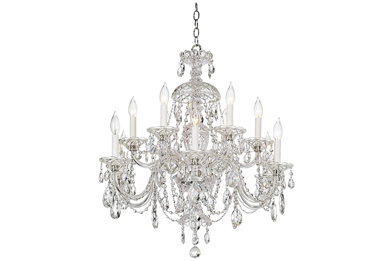 Opulence washes over the Schonbek Sterling Collection 12-Light Crystal Chandelier, lending timeless grace to this lighting piece.