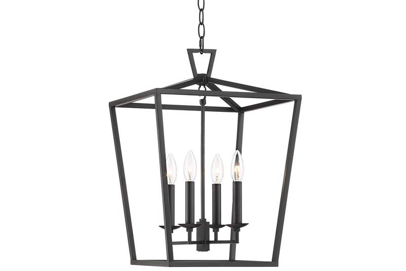An open frame adds depth and style to this four-light pendant in classic oiled bronze.
